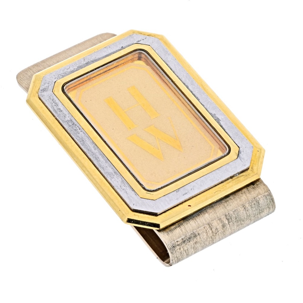Harry Winston 18K Two Tone Initials HW Money Clip Jewelry